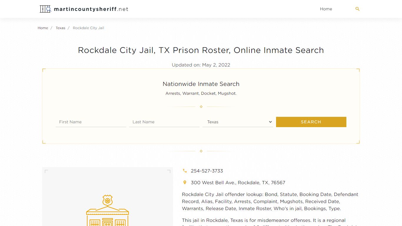 Rockdale City Jail, TX Prison Roster, Online Inmate Search ...